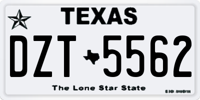 TX license plate DZT5562