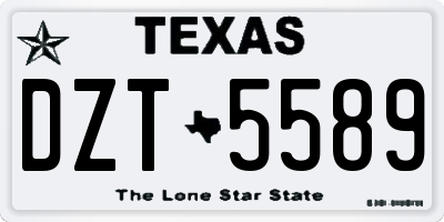 TX license plate DZT5589