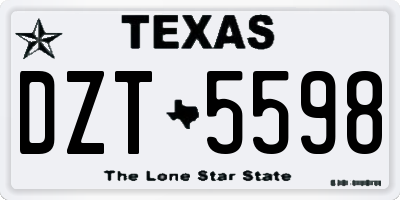 TX license plate DZT5598