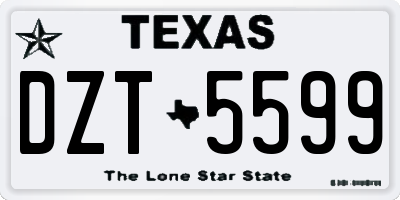 TX license plate DZT5599