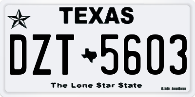 TX license plate DZT5603