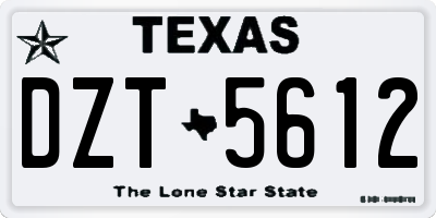 TX license plate DZT5612