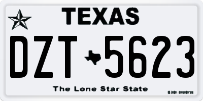 TX license plate DZT5623