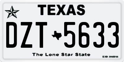 TX license plate DZT5633