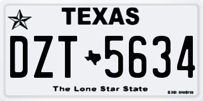 TX license plate DZT5634