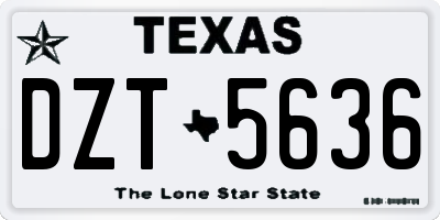 TX license plate DZT5636
