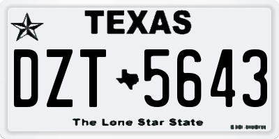 TX license plate DZT5643