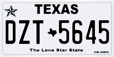 TX license plate DZT5645