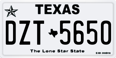 TX license plate DZT5650