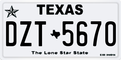 TX license plate DZT5670