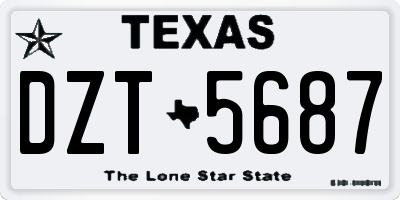 TX license plate DZT5687