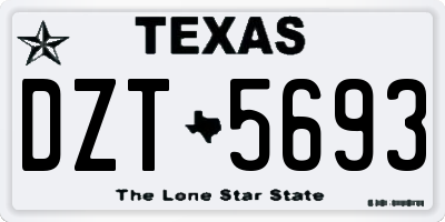 TX license plate DZT5693