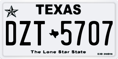 TX license plate DZT5707