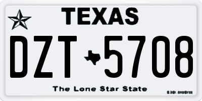 TX license plate DZT5708