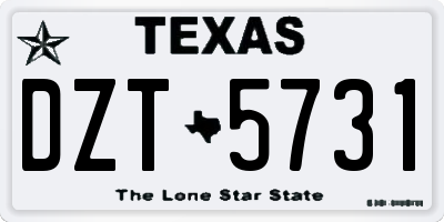 TX license plate DZT5731
