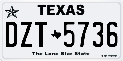 TX license plate DZT5736