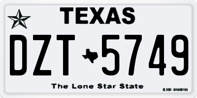 TX license plate DZT5749