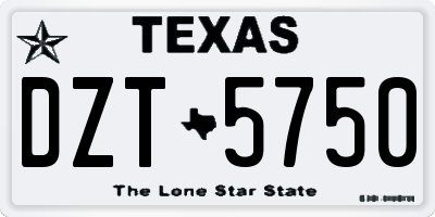 TX license plate DZT5750