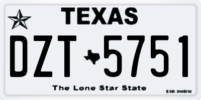 TX license plate DZT5751