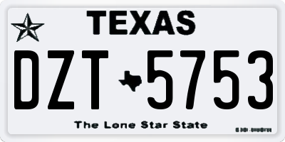 TX license plate DZT5753
