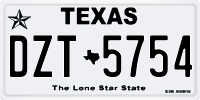 TX license plate DZT5754