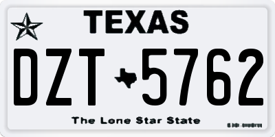 TX license plate DZT5762
