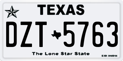 TX license plate DZT5763