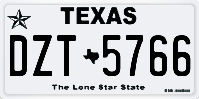 TX license plate DZT5766