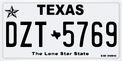 TX license plate DZT5769
