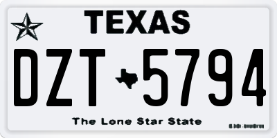 TX license plate DZT5794
