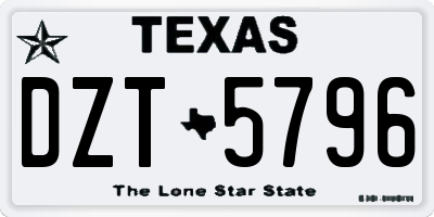 TX license plate DZT5796