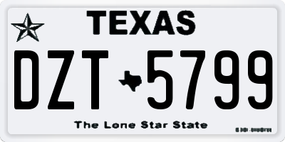 TX license plate DZT5799