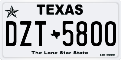 TX license plate DZT5800