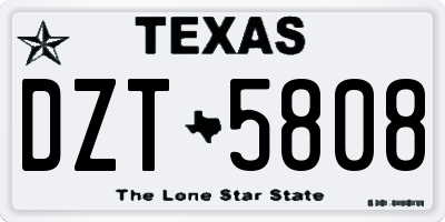 TX license plate DZT5808