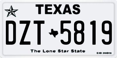 TX license plate DZT5819