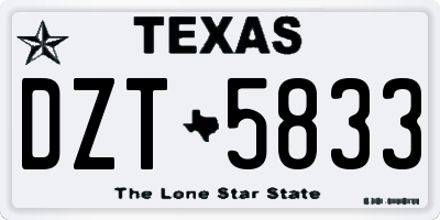 TX license plate DZT5833