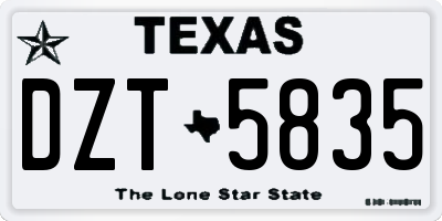 TX license plate DZT5835