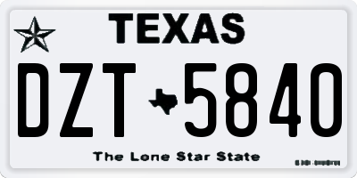TX license plate DZT5840
