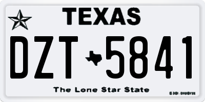 TX license plate DZT5841