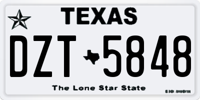 TX license plate DZT5848