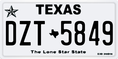 TX license plate DZT5849