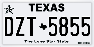 TX license plate DZT5855