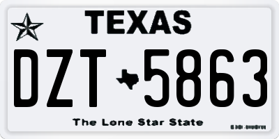 TX license plate DZT5863