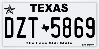 TX license plate DZT5869