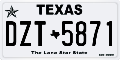 TX license plate DZT5871