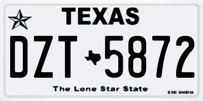 TX license plate DZT5872