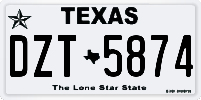 TX license plate DZT5874