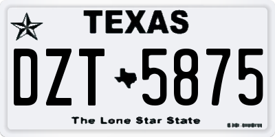 TX license plate DZT5875