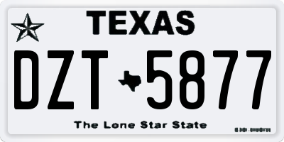 TX license plate DZT5877