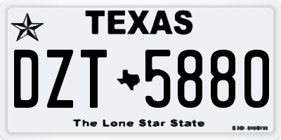 TX license plate DZT5880